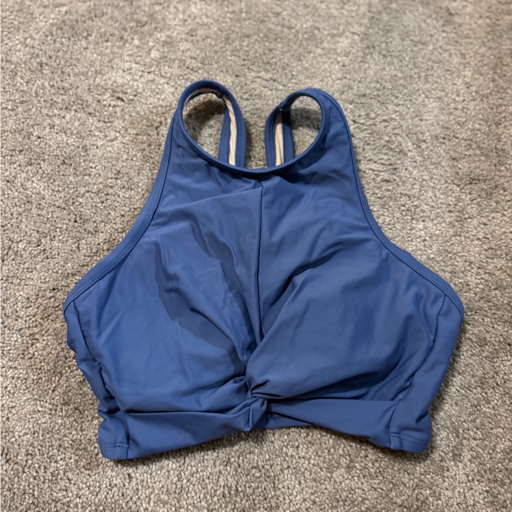 Kona Sol Blue Twist Front Bikini Top